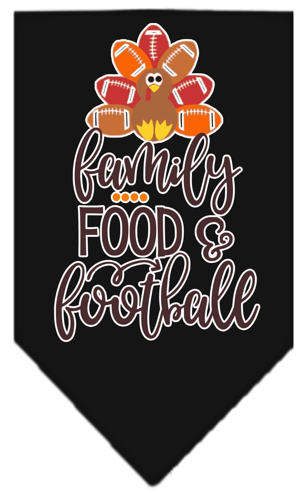 Family, Food, and Football Screen Print Bandana Black Large